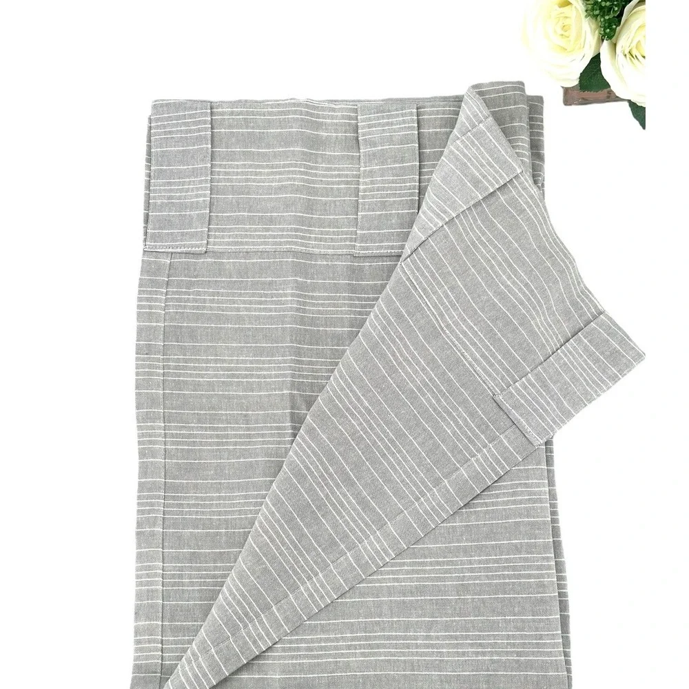 Weavetex Linen Blend Gray Stripe Curtain Panel 54x88 Tab Top Semi Sheer NEW